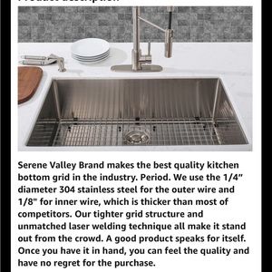 Serene Valley Sink Bottom Grid 27-9/16" x 14-9/16" Rear Drain with Corner Radius